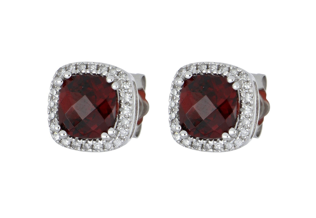 Garnet Ladies Earrings (Garnet 2.41 cts. White Diamond 0.18 cts.) Not Net
