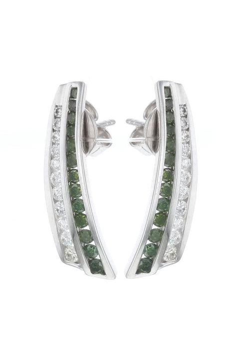Green Diamond Ladies Earrings (Green Diamond 0.63 cts. White Diamond 0.52 cts.) Not Net
