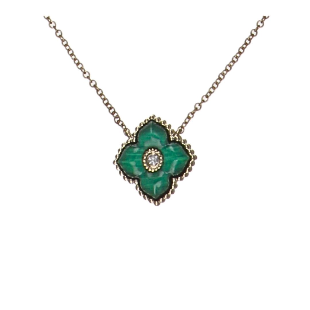 Green Onyx Necklace (Green Onyx White Diamond 0.06 cts.) Not Net