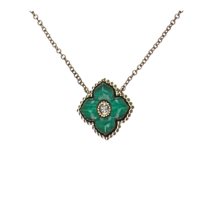 Green Onyx Necklace (Green Onyx White Diamond 0.06 cts.) Not Net