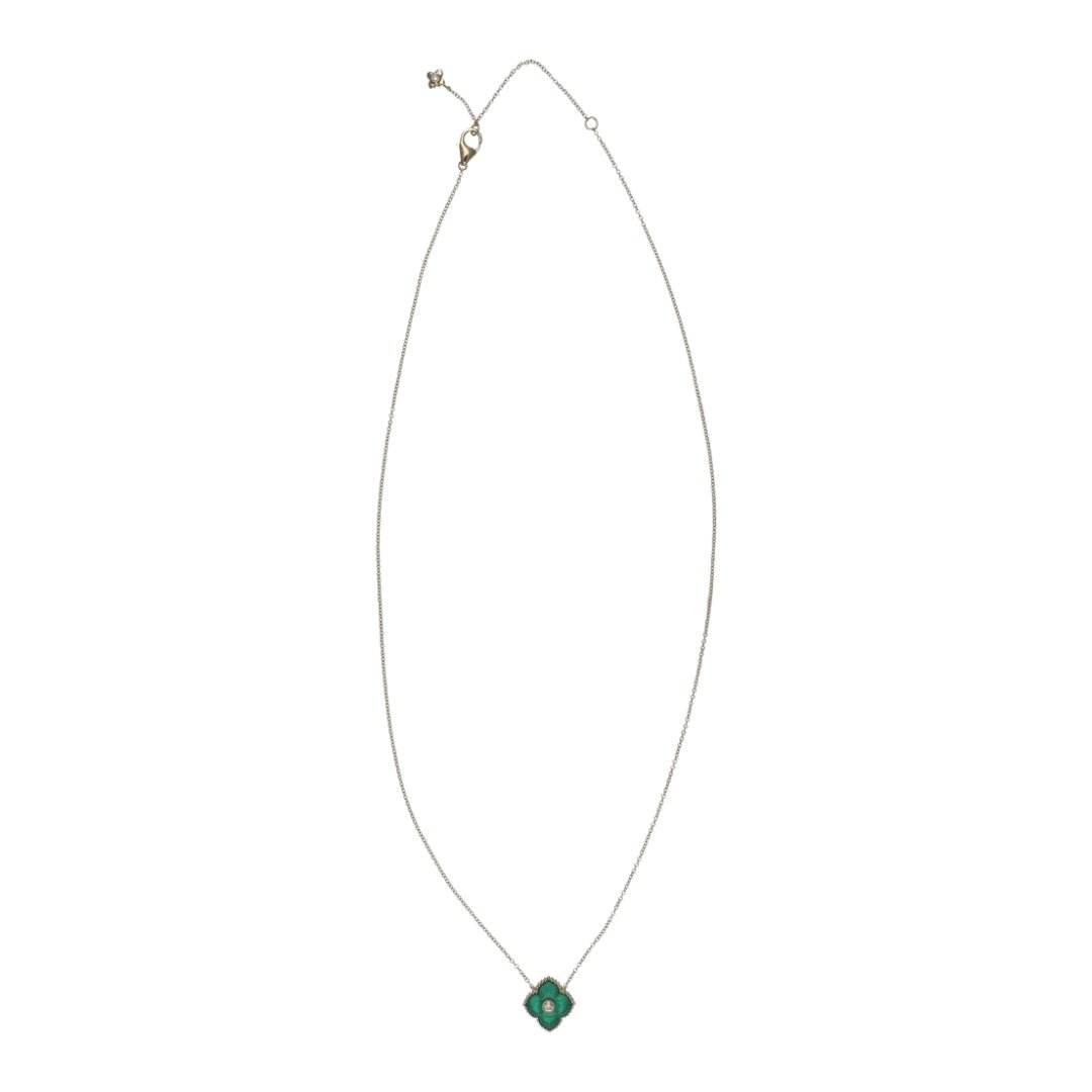 Green Onyx Necklace (Green Onyx White Diamond 0.06 cts.) Not Net