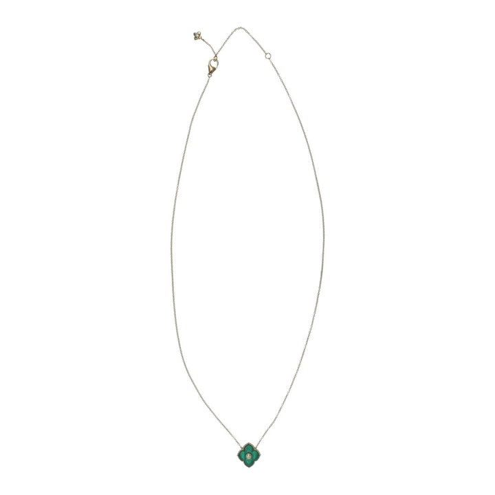 Green Onyx Necklace (Green Onyx White Diamond 0.06 cts.) Not Net
