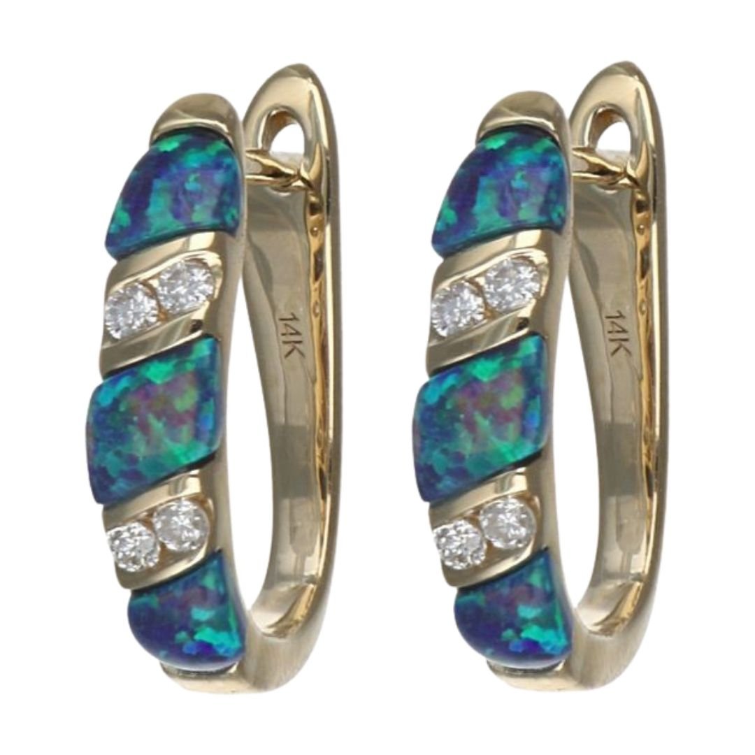 Buy Inlay Opal Earrings (Inlay Opal White Diamond 0.09 cts.) at Kay's Fine Jewelry