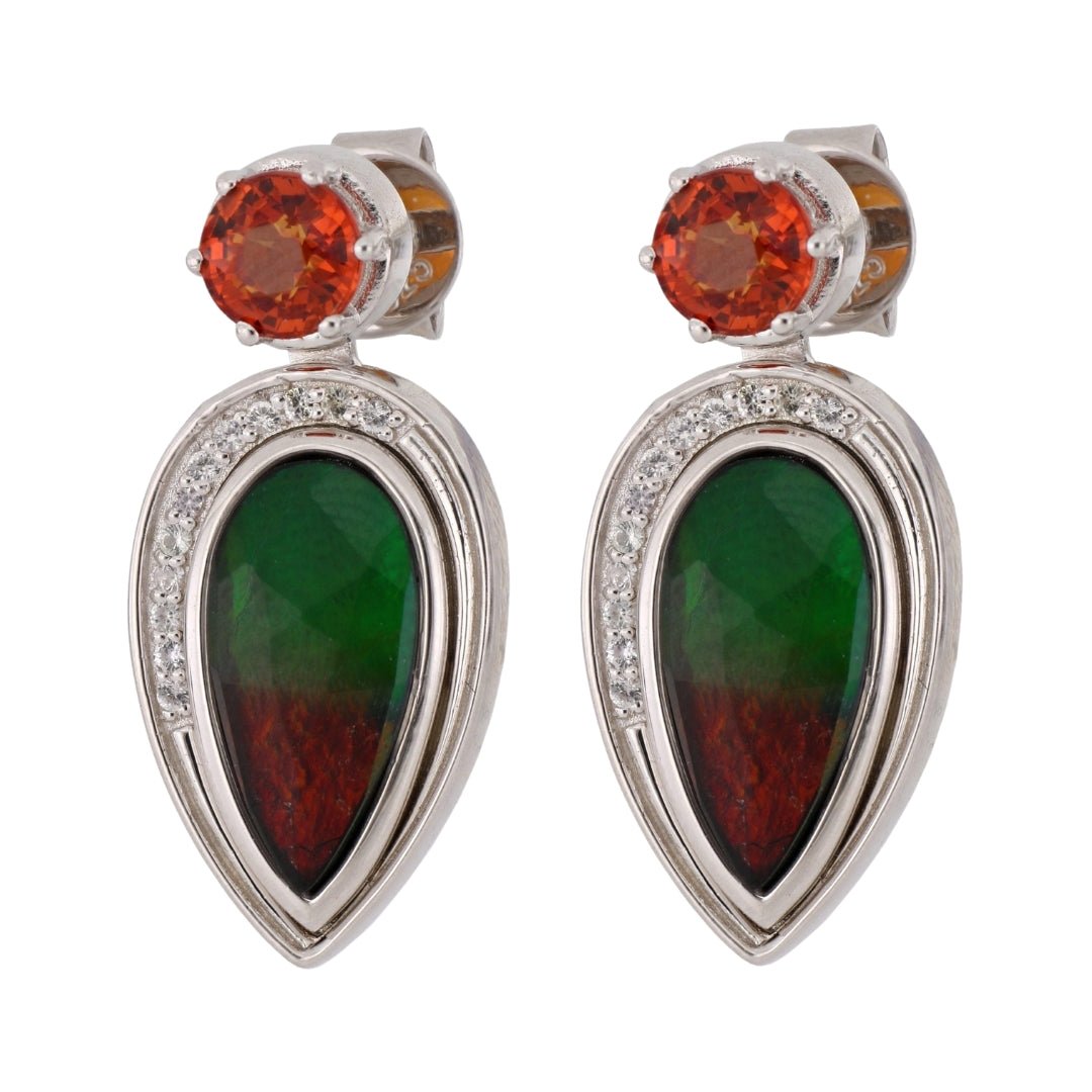 KORITE Ammolite Earrings (Ammolite Orange Sapphire White Sapphire) Not Net