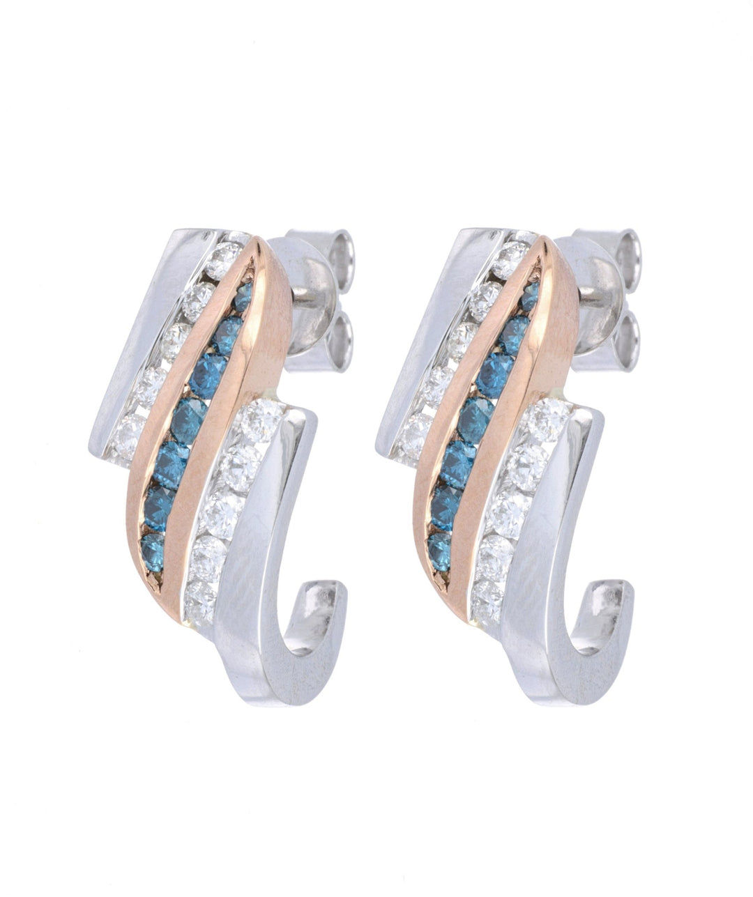 Ladies Earrings Blue Diamond (Blue Diamond 0.43 cts. White Diamond 0.72 cts.) Not Net