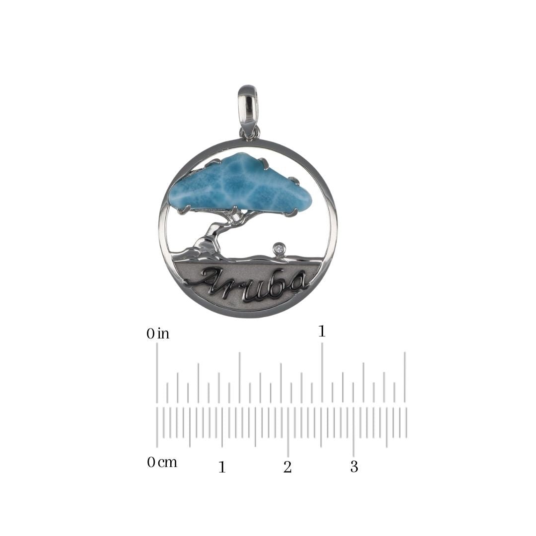 Buy Larimar Aruba Divi Tree Sterling Silver Pendant (White Topaz 0.01 cts.) at Kay's Fine Jewelry