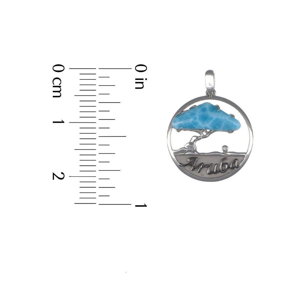 Larimar Aruba Divi Tree Sterling Silver Pendant Not Net