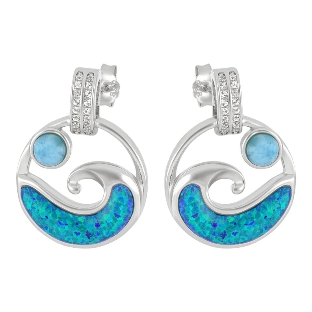 Buy Larimar Inlay Opal Earrings at Kay's Fine Jewelry