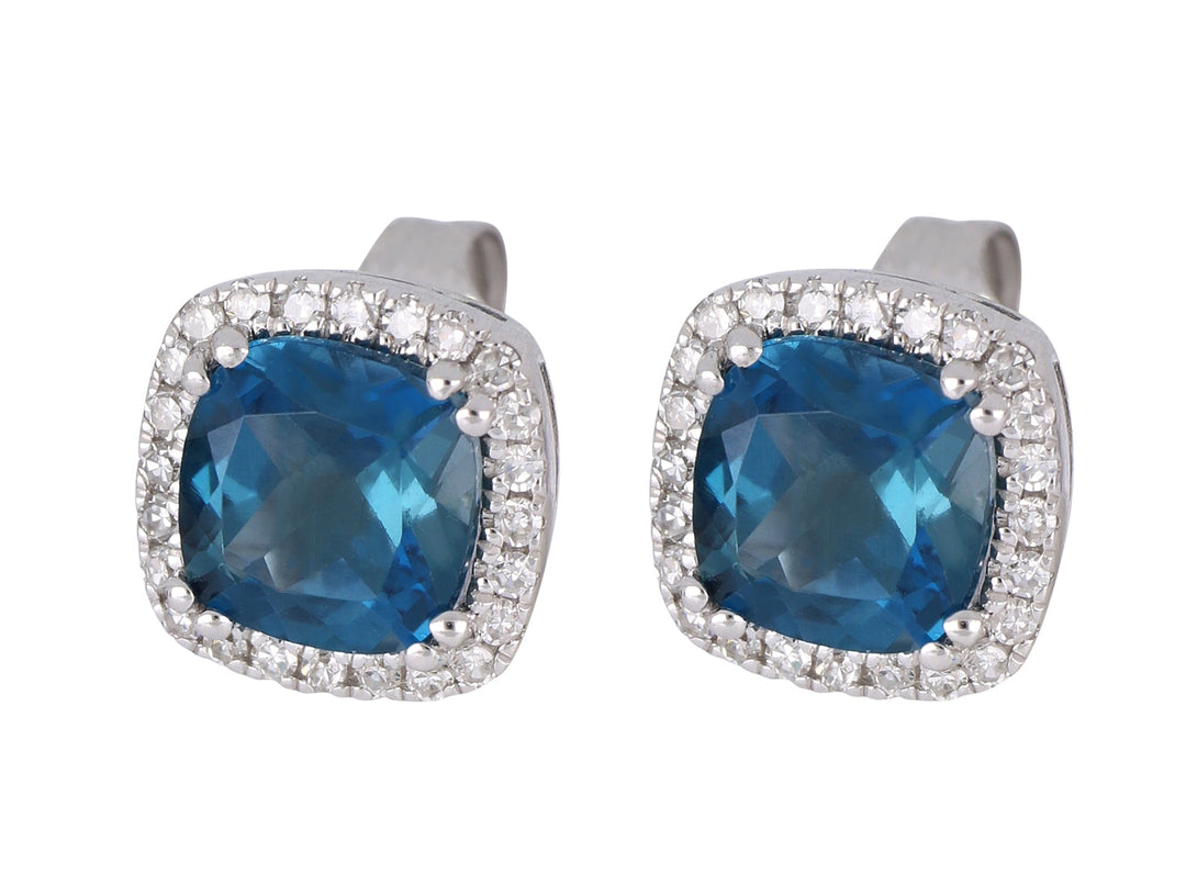 London Blue Topaz Ladies Earrings (London Blue Topaz 2.22 cts. White Diamond 0.2 cts.) Not Net