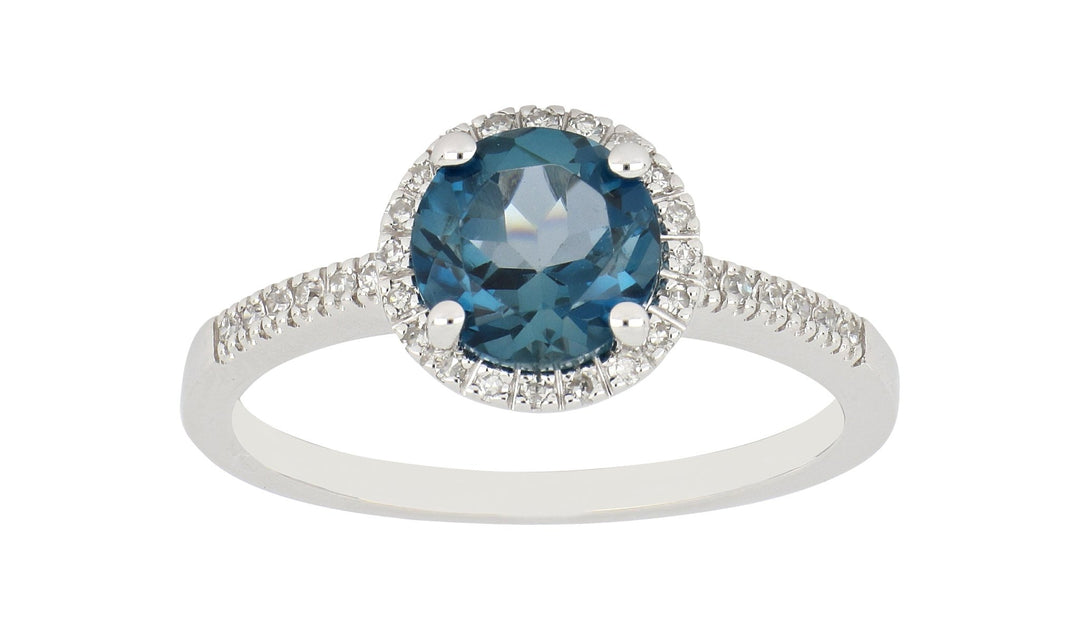 London Blue Topaz Ladies Ring (Blue Topaz 1.54 cts. White Diamond 0.12 cts.) Not Net