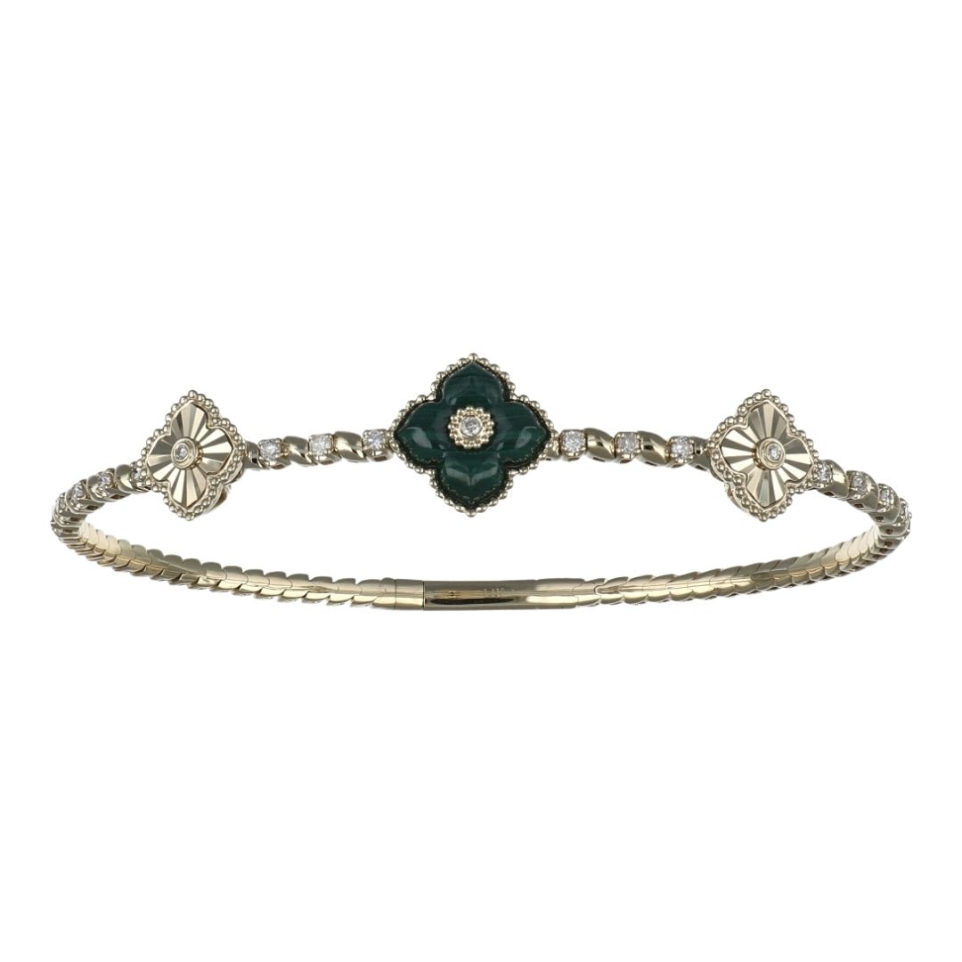 Malachite Flexi Bangle (Malachite Round White Diamond 0.35 cts.) Not Net