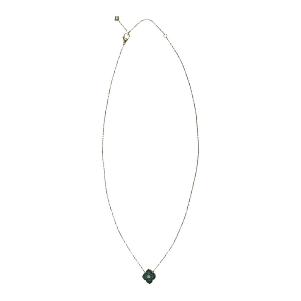 Malachite Necklace (Malachite Round White Diamond 0.06 cts.) Not Net