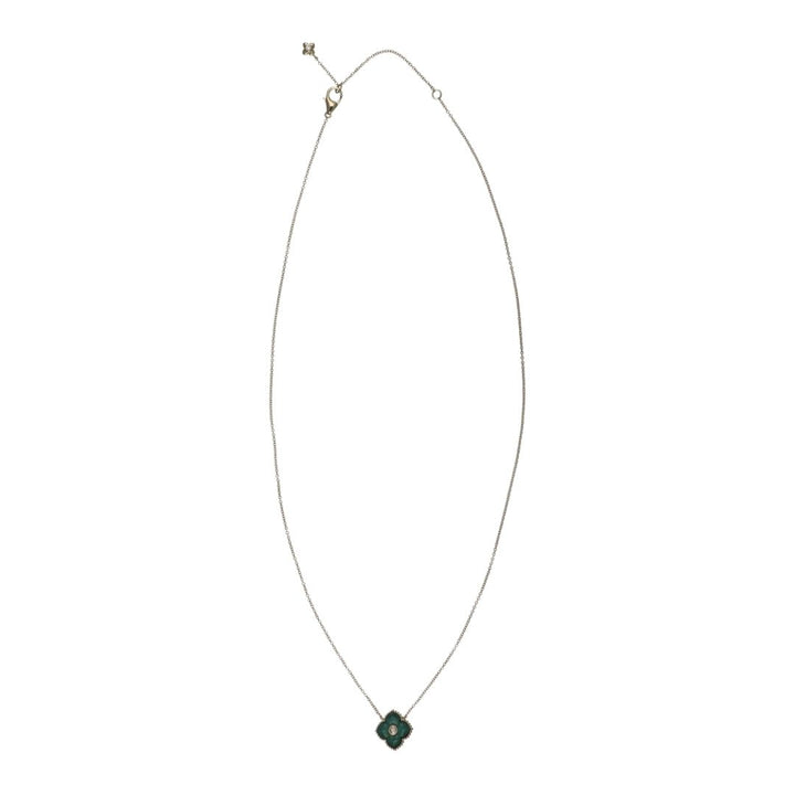 Malachite Necklace (Malachite Round White Diamond 0.06 cts.) Not Net
