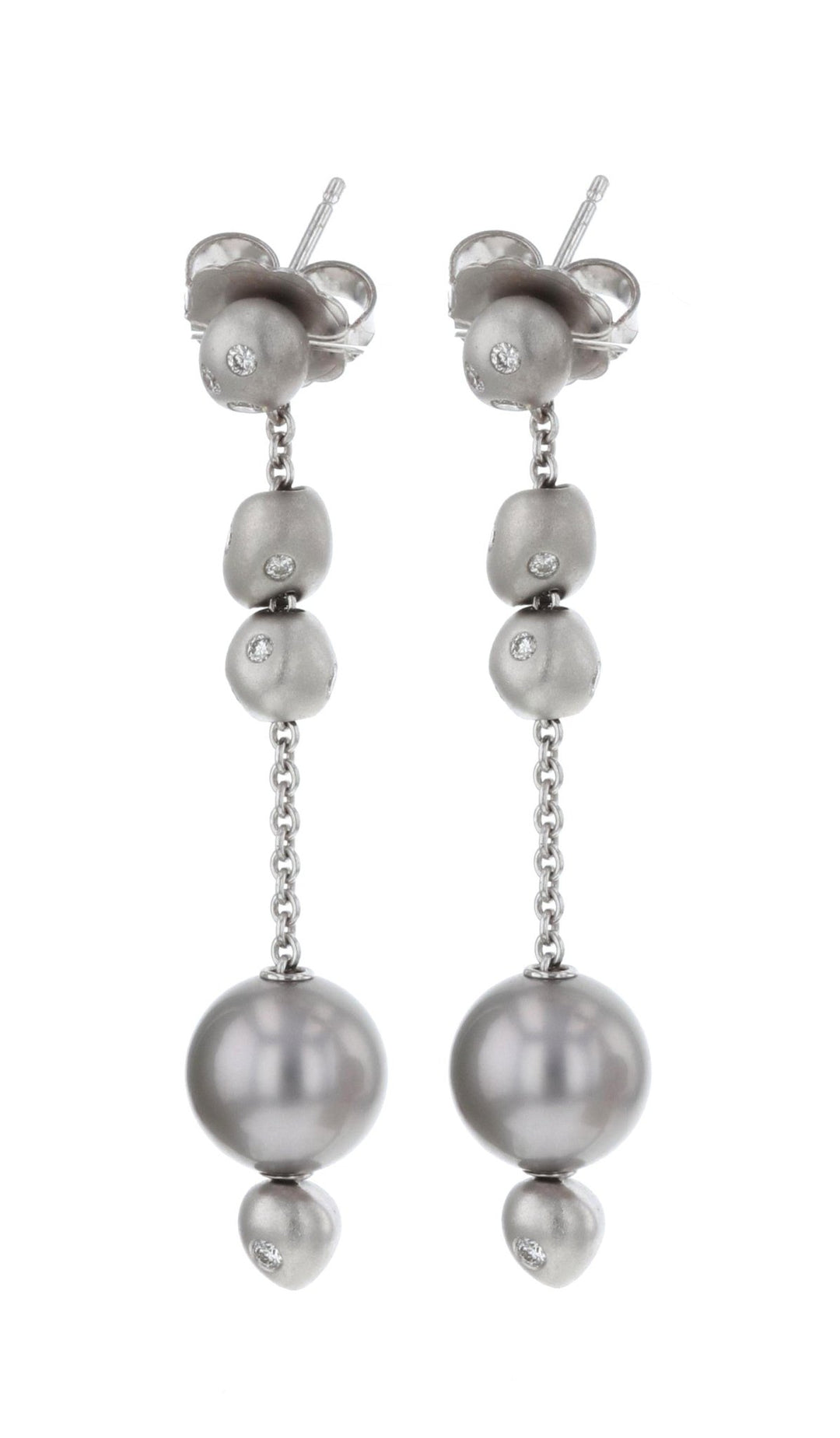 MIKIMOTO Golden Pearl Ladies Earrings (White Diamond 0.39 cts.) Not Net