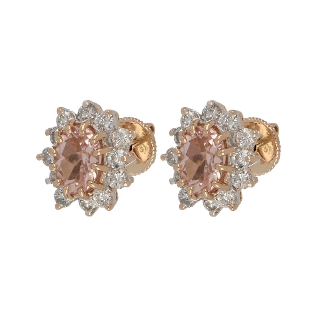Morganite Earrings (Morganite 2 cts. White Diamond 0.83 cts.) Not Net