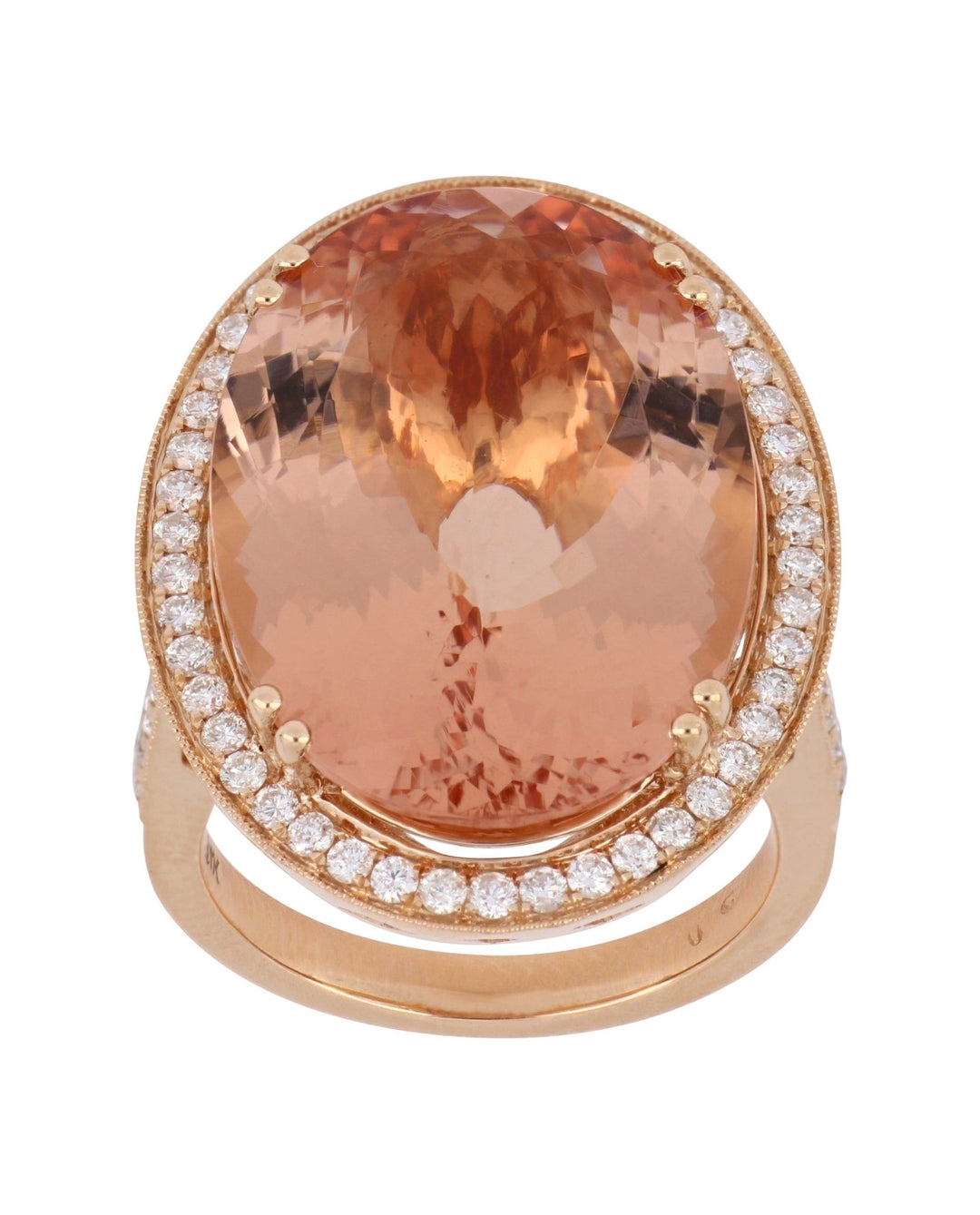 Morganite Ladies Ring (Morganite 19.4 cts. White Diamond 0.74 cts.) Not Net