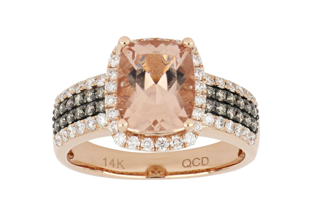 Morganite Ring (Morganite 2.68 cts. Brown Diamond 0.8 cts. White Diamond Included cts.) Not Net
