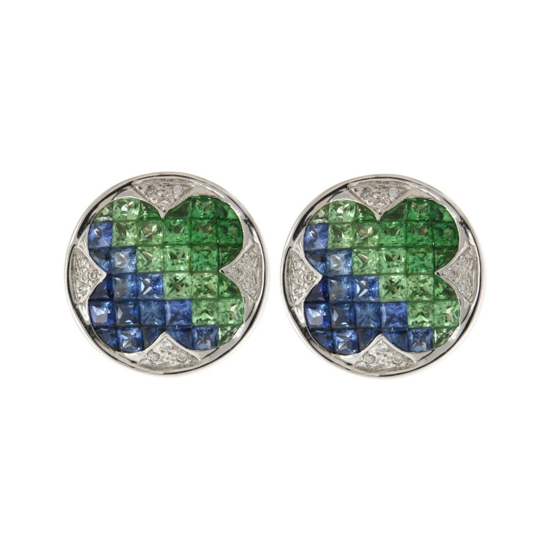 Multi - Color Gem Stones Earrings (Multi - Color Gem Stones 4.25 cts. White Diamond 0.07 cts.) Not Net