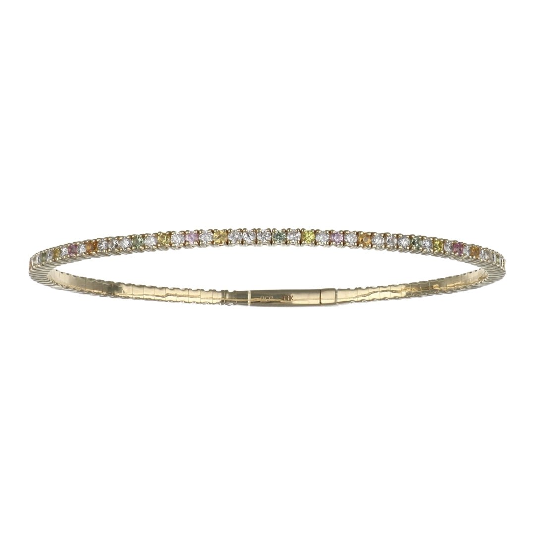 Multi - Color Sapphire Bangle (Multi - Color Sapphire 1.36 cts. White Diamond 1.09 cts.) Not Net
