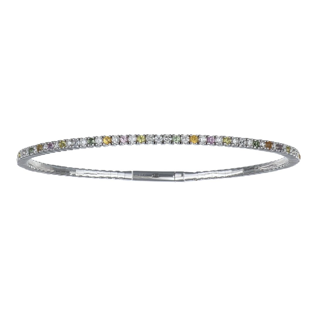 Multi - Color Sapphire Bangle (Multi - Color Sapphire 1.36 cts. White Diamond 1.09 cts.) Not Net
