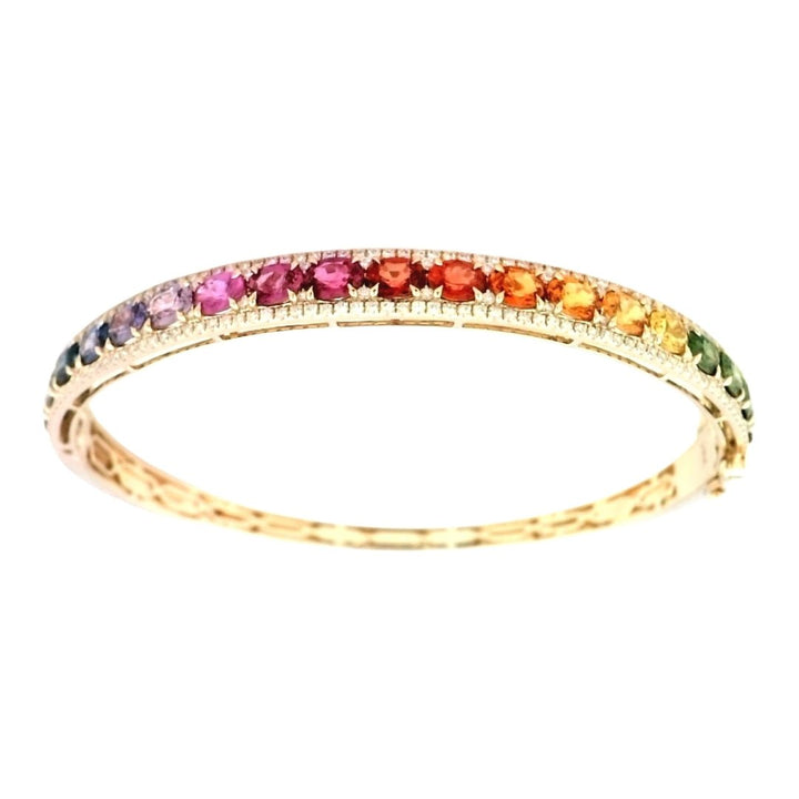 Multi - Color Sapphire Bangle (Multi - Color Sapphire 5.64 cts. White Diamond 0.9 cts.) Not Net
