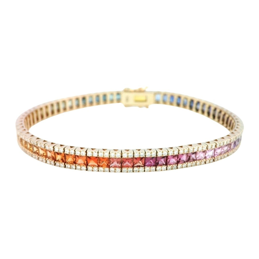 Multi - Color Sapphire Bracelet (Multi - Color Sapphire 7.07 cts. White Diamond 1.77 cts.) Not Net