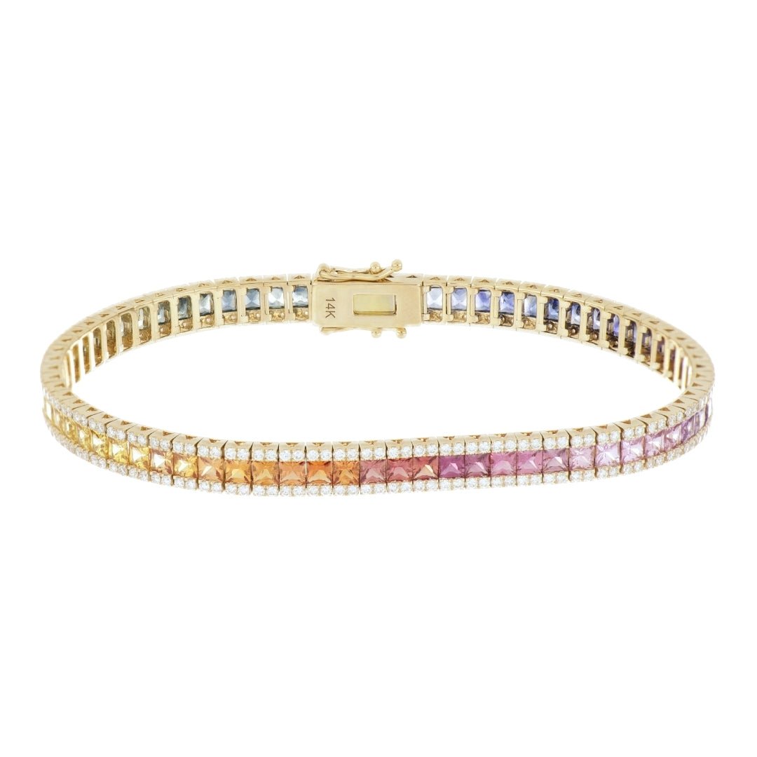 Multi - Color Sapphire Bracelet (Multi - Color Sapphire 7.07 cts. White Diamond 1.77 cts.) Not Net