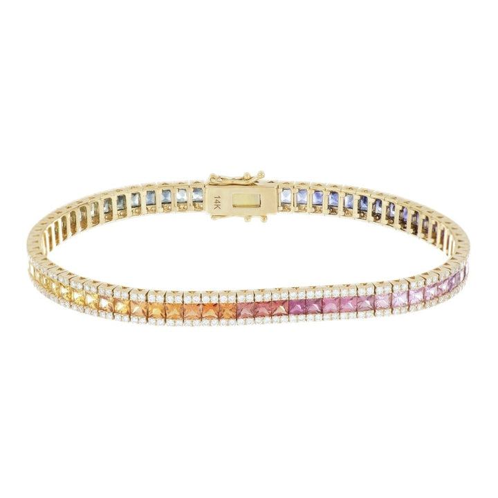 Multi - Color Sapphire Bracelet (Multi - Color Sapphire 7.07 cts. White Diamond 1.77 cts.) Not Net