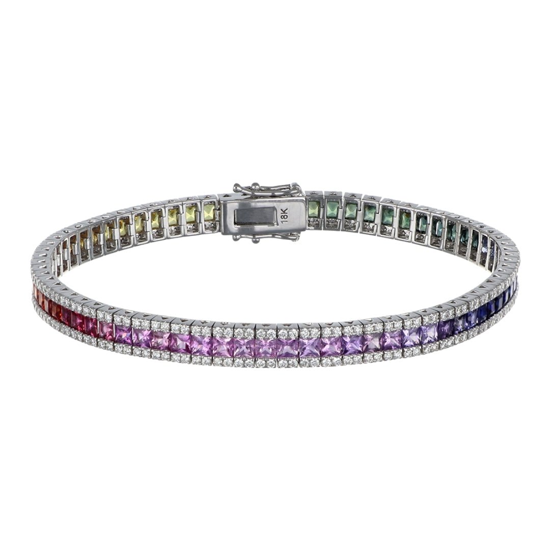 Multi - Color Sapphire Bracelet (Multi - Color Sapphire 7.15 cts. White Diamond 1.78 cts.) Not Net