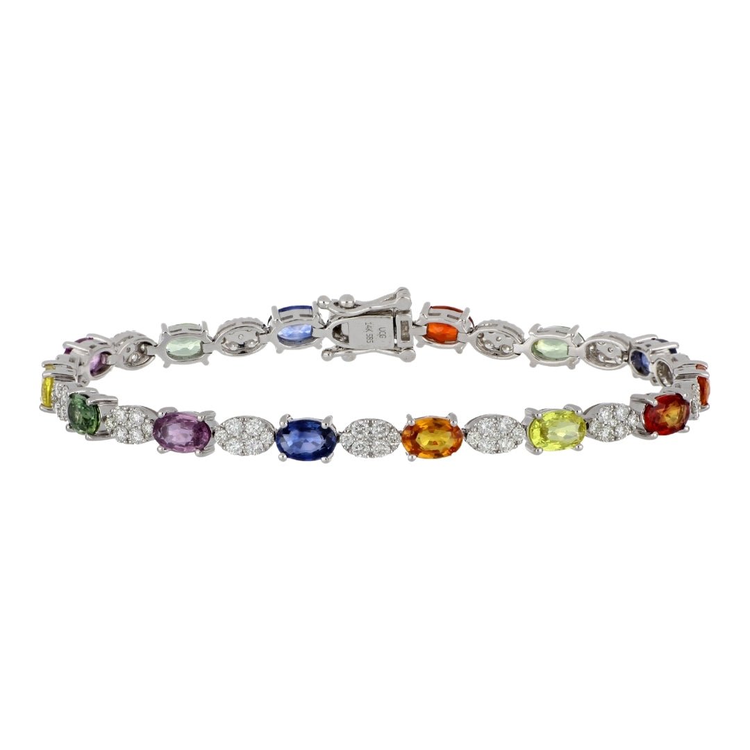 Multi - Color Sapphire Bracelet (Multi - Color Sapphire 8.39 cts. White Diamond 1.68 cts.) Not Net