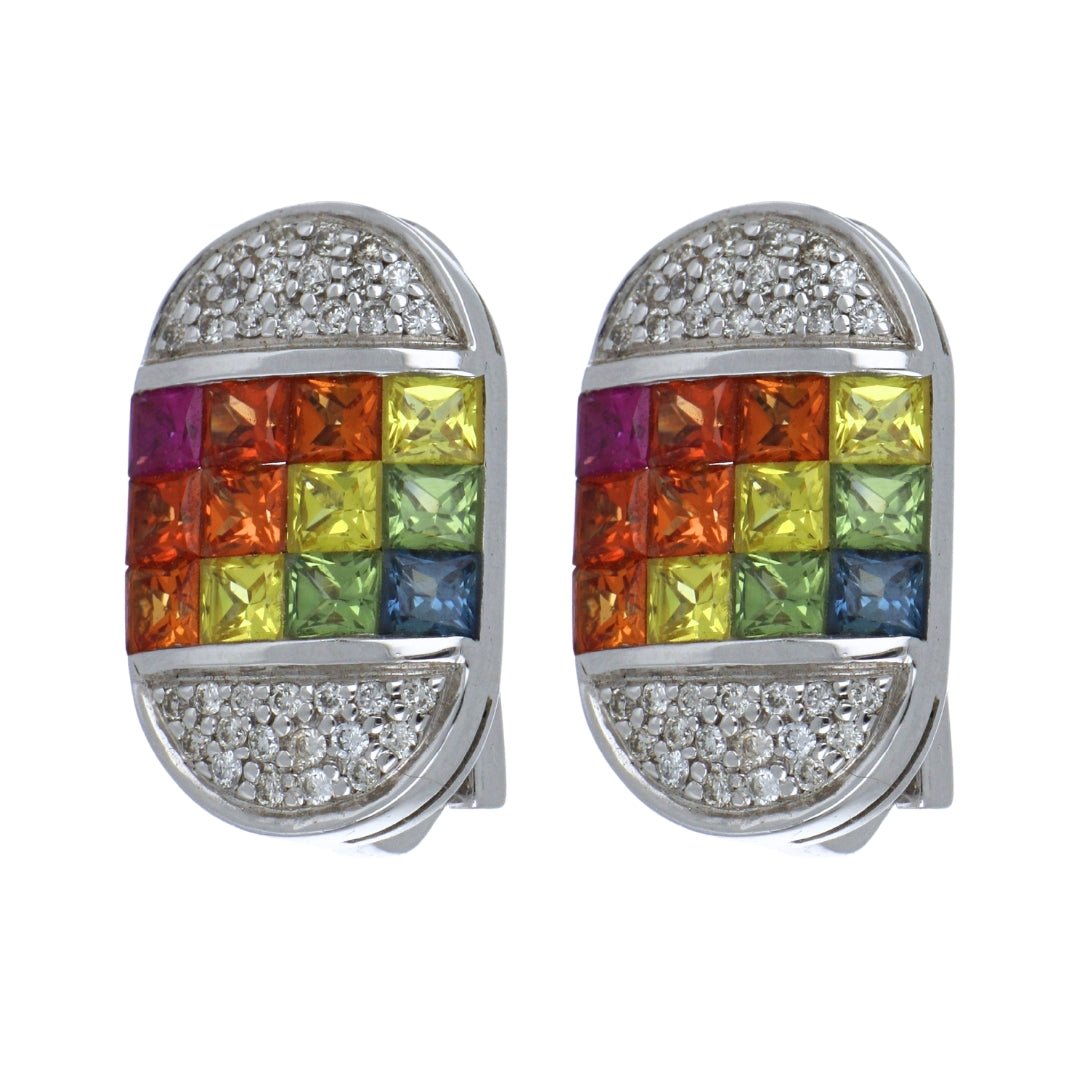 Buy Multi - Color Sapphire Earrings (Multi - Color Sapphire 3.05 cts. Cut White Diamond 0.29 cts.) at Kay's Fine Jewelry