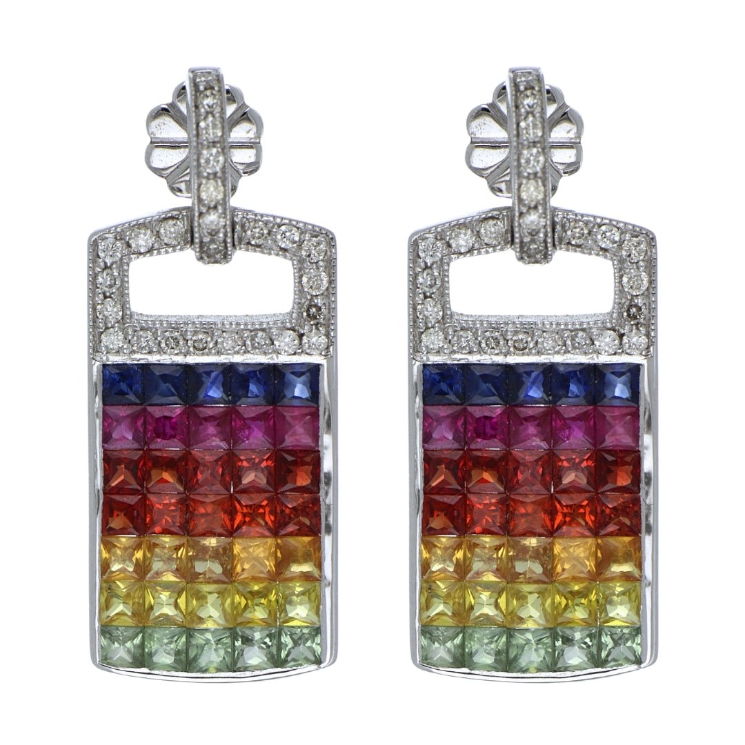 Buy Multi - Color Sapphire Earrings (Multi - Color Sapphire 3.8 cts. White Diamond 0.37 cts.) at Kay's Fine Jewelry