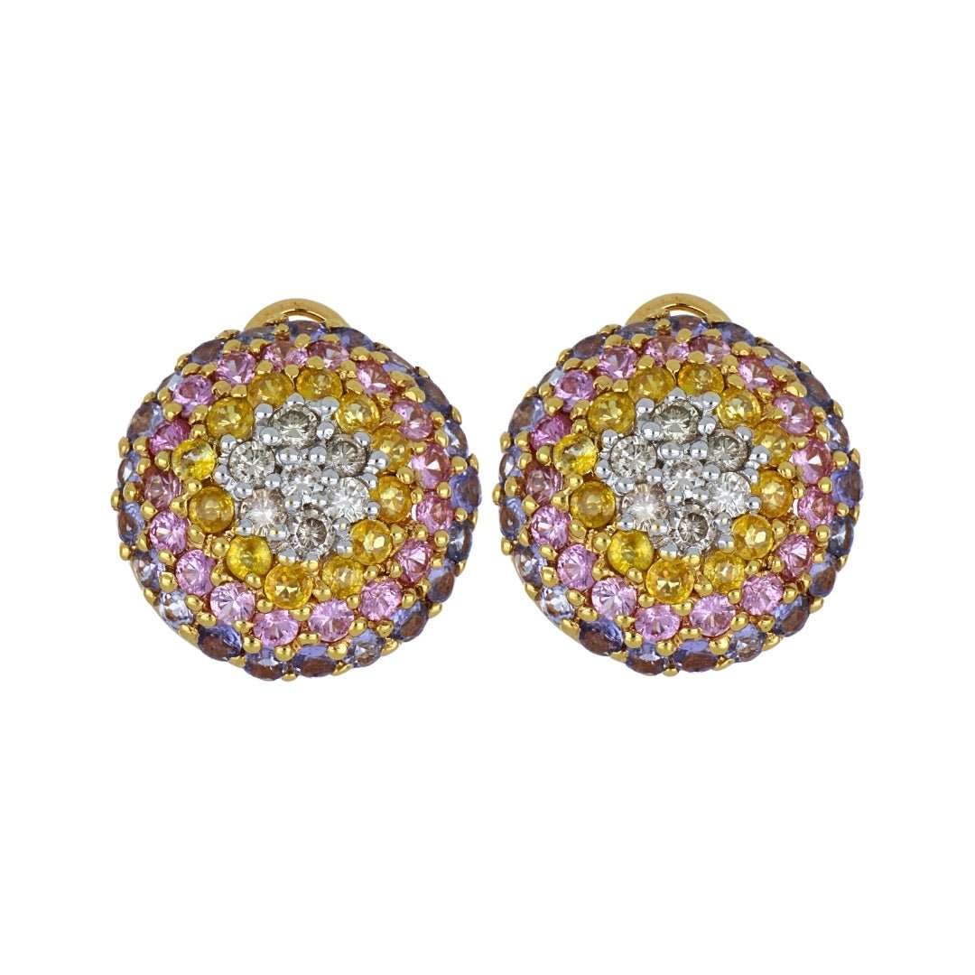 Multi - Color Sapphire Earrings (Multi - Color Sapphire 4.54 cts. Tanzanite 2.6 cts. White Diamond 0.84 cts.) Not Net