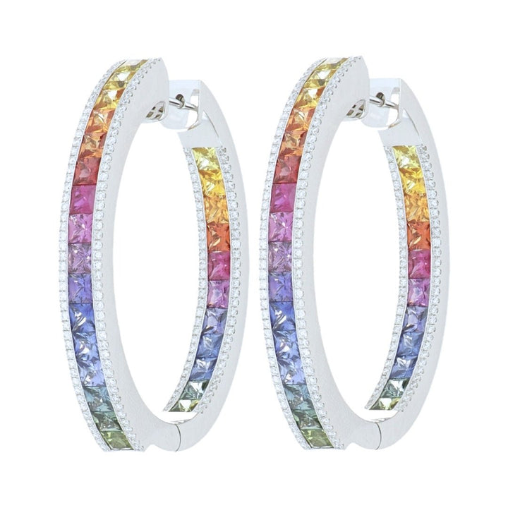 Multi - Color Sapphire Earrings (Multi - Color Sapphire 9.63 cts. White Diamond 1.16 cts.) Not Net