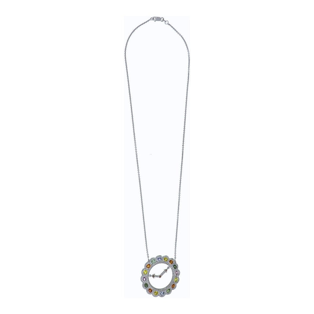 Multi - Color Sapphire Necklace (Multi - Color Sapphire 3.49 cts. Cut White Diamond 0.91 cts.) Not Net