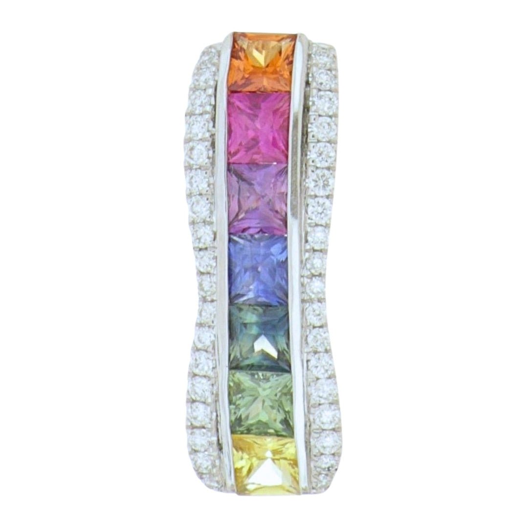 Multi - Color Sapphire Pendant (Multi - Color Sapphire 0.76 cts. White Diamond 0.12 cts.) Not Net