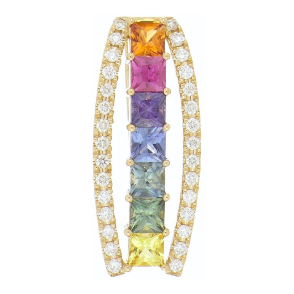 Multi - Color Sapphire Pendant (Multi - Color Sapphire 0.81 cts. White Diamond 0.14 cts.) Not Net