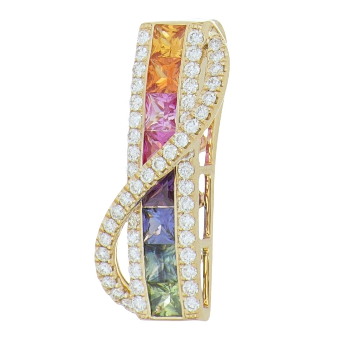 Multi - Color Sapphire Pendant (Multi - Color Sapphire 0.81 cts. White Diamond 0.29 cts.) Not Net