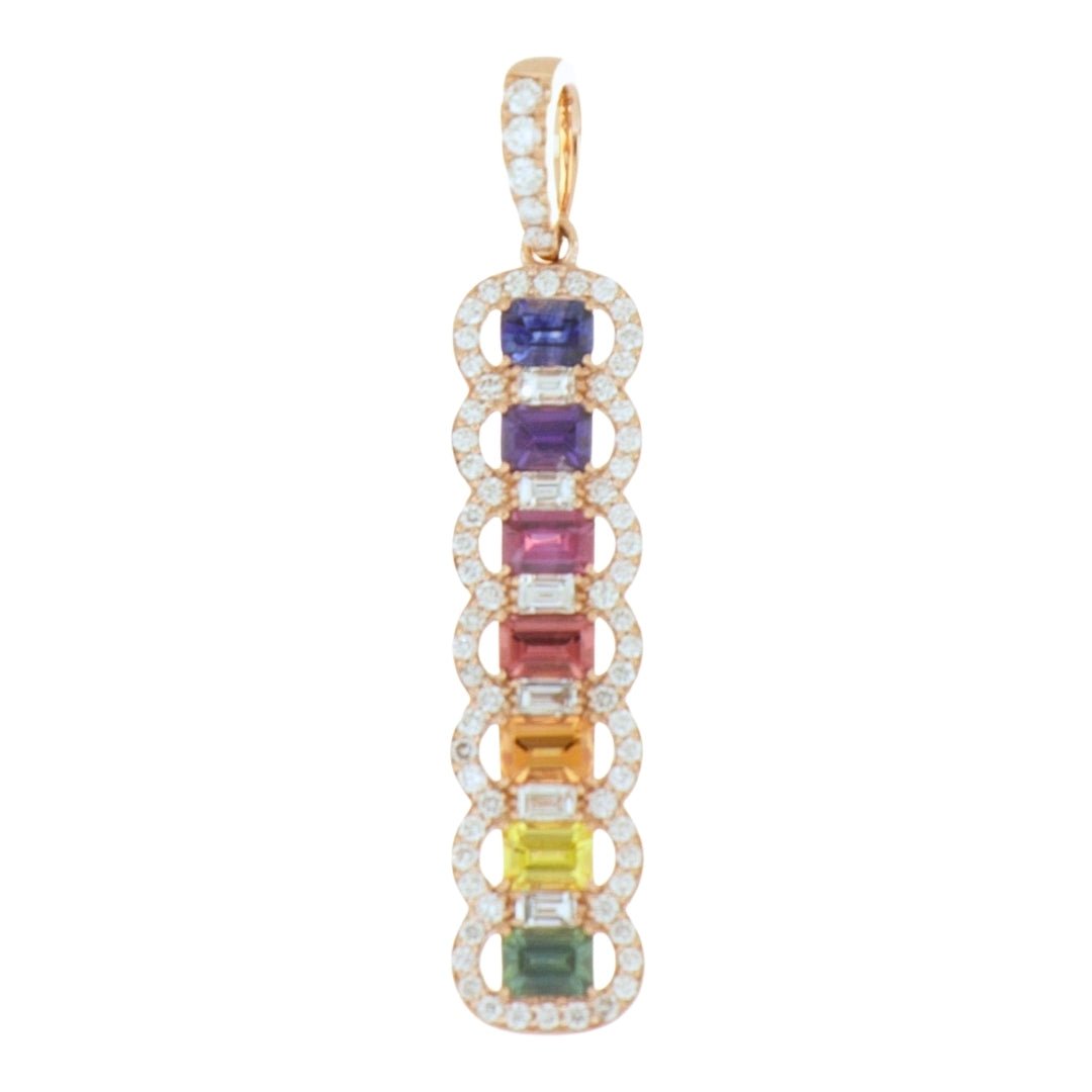 Multi - Color Sapphire Pendant (Multi - Color Sapphire 1.19 cts. White Diamond 0.14 cts. White Diamond 0.3 cts.) Not Net