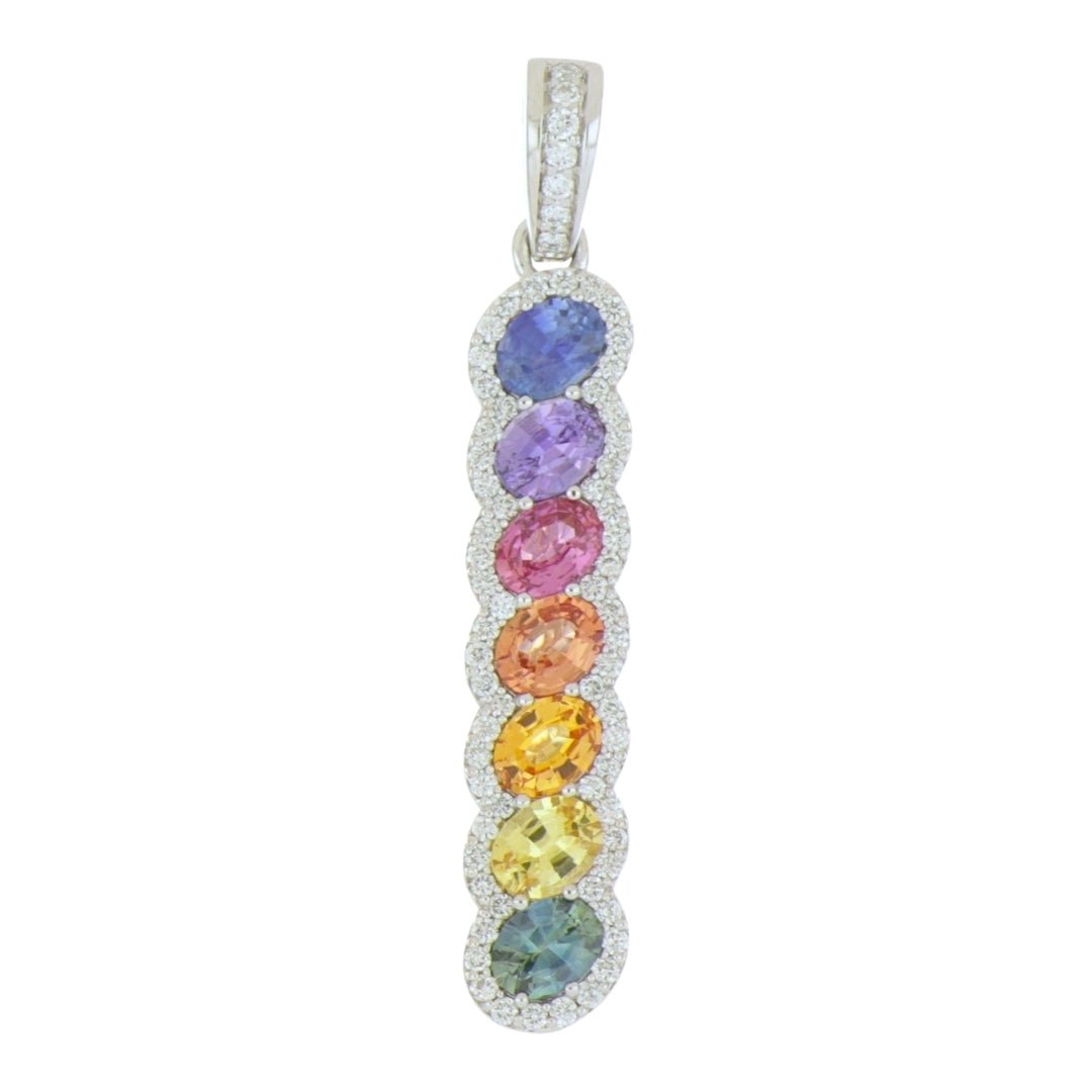 Multi - Color Sapphire Pendant (Multi - Color Sapphire 1.37 cts. White Diamond 0.27 cts.) Not Net