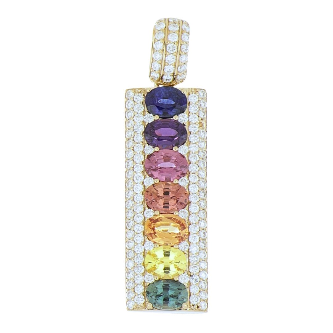 Multi - Color Sapphire Pendant (Multi - Color Sapphire 1.44 cts. White Diamond 0.45 cts.) Not Net