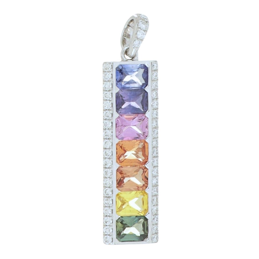 Multi - Color Sapphire Pendant (Multi - Color Sapphire 1.51 cts. White Diamond 0.22 cts.) Not Net