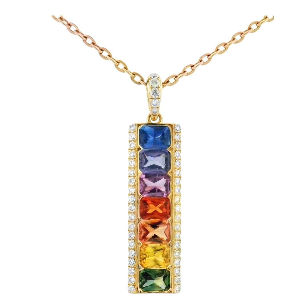 Multi - Color Sapphire Pendant (Multi - Color Sapphire 1.61 cts. White Diamond 0.23 cts.) Not Net