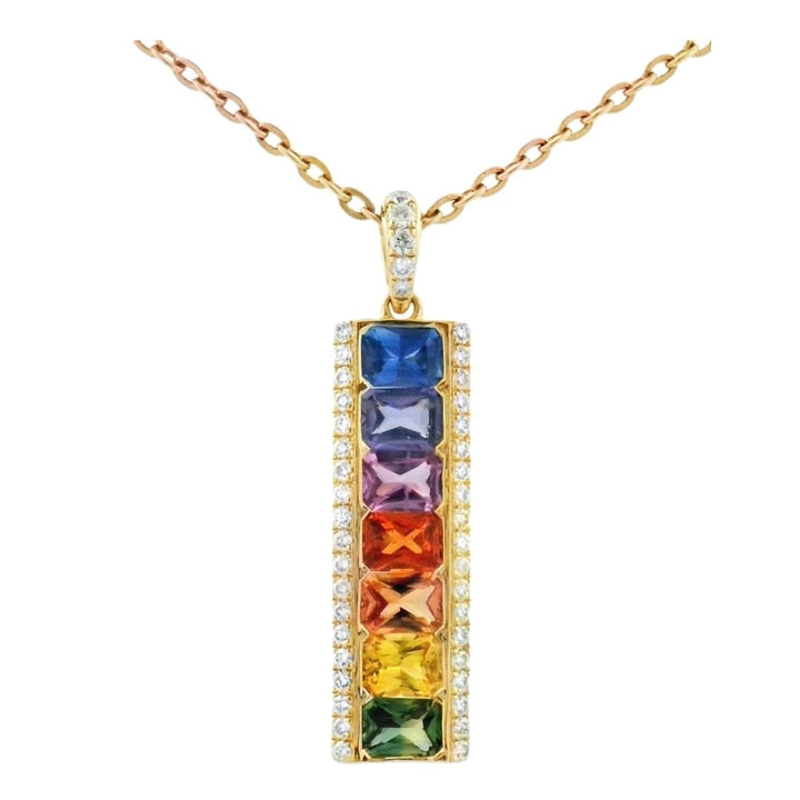 Multi - Color Sapphire Pendant (Multi - Color Sapphire 1.61 cts. White Diamond 0.23 cts.) Not Net