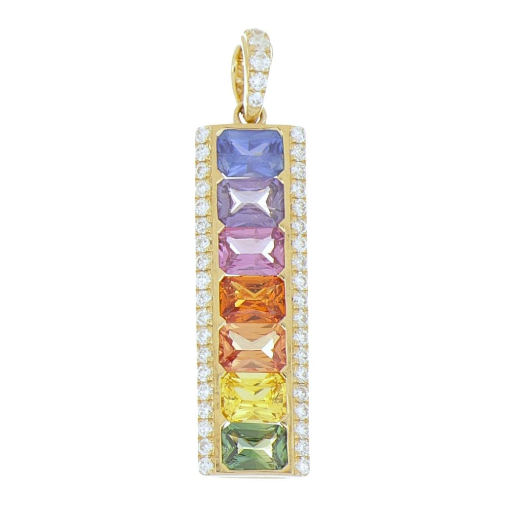 Multi - Color Sapphire Pendant (Multi - Color Sapphire 1.61 cts. White Diamond 0.23 cts.) Not Net