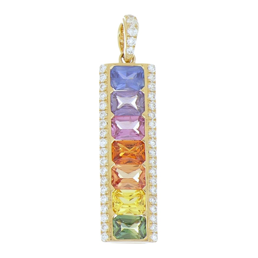 Multi - Color Sapphire Pendant (Multi - Color Sapphire 1.61 cts. White Diamond 0.23 cts.) Not Net