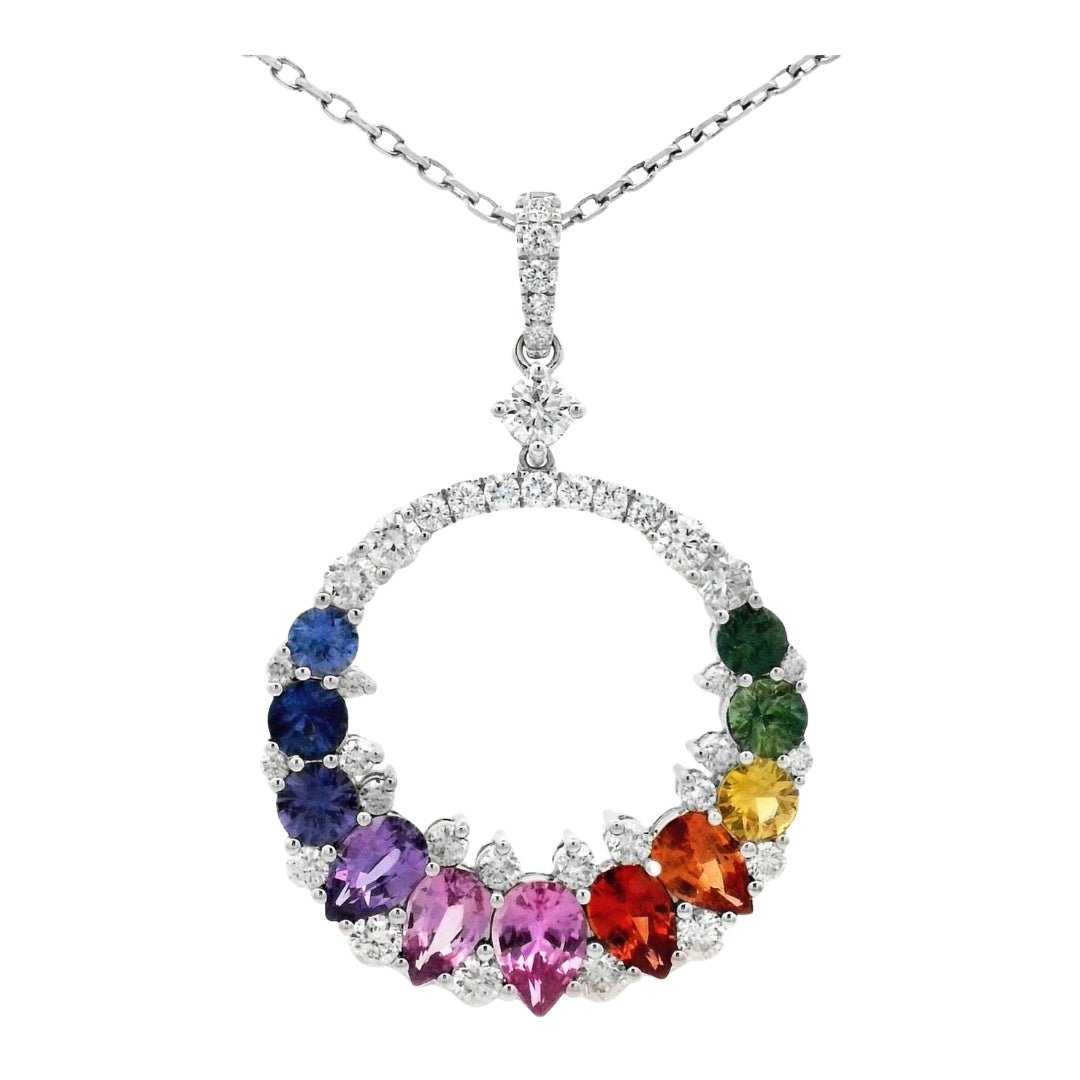 Multi - Color Sapphire Pendant (Multi - Color Sapphire 1.82 cts. Multi - Color Sapphire 1.03 cts. White Diamond 0.93 cts.) Not Net
