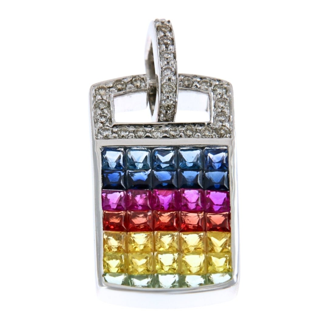 Multi - Color Sapphire Pendant (Multi - Color Sapphire 1.95 cts. White Diamond 0.2 cts.) Not Net