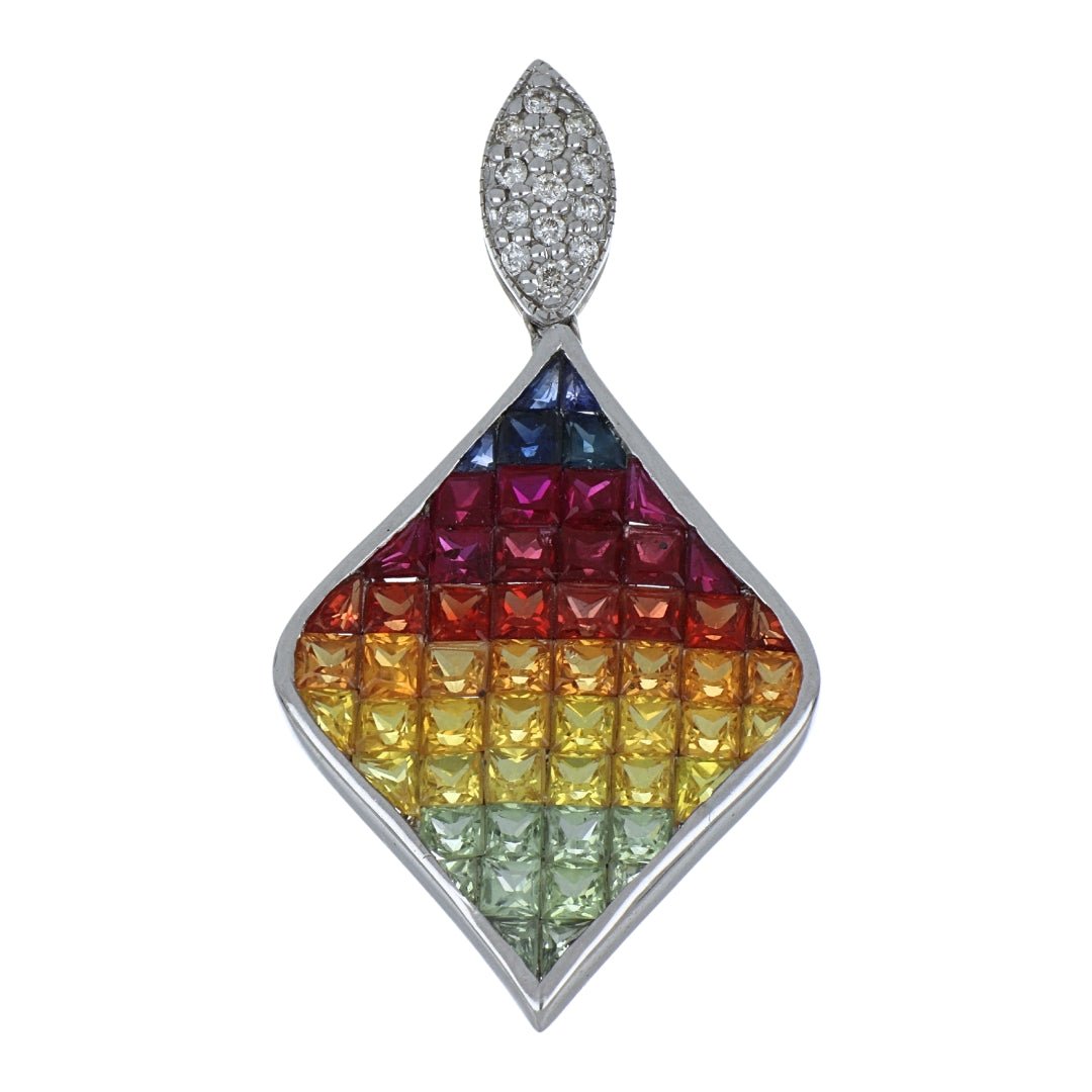 Multi - Color Sapphire Pendant (Multi - Color Sapphire 4 cts. White Diamond 0.08 cts.) Not Net