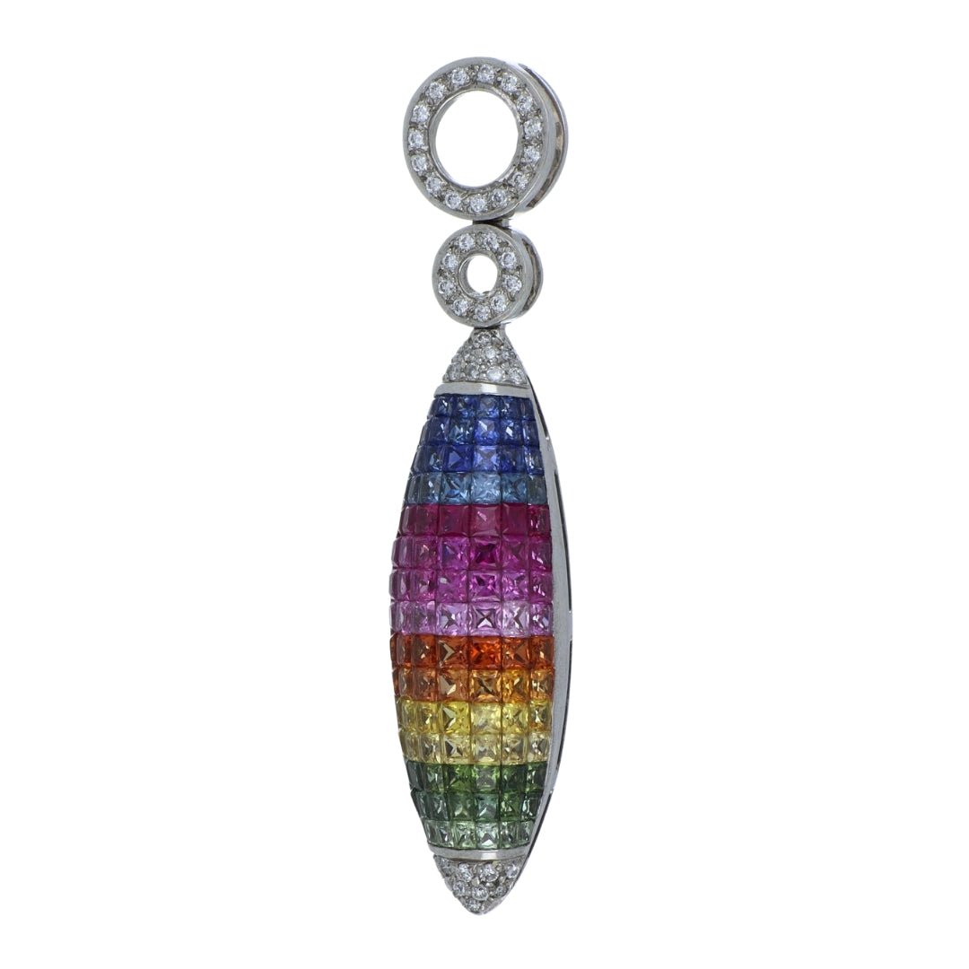 Multi - Color Sapphire Pendant (Multi - Color Sapphire 5.48 cts. White Diamond 0.31 cts.) Not Net
